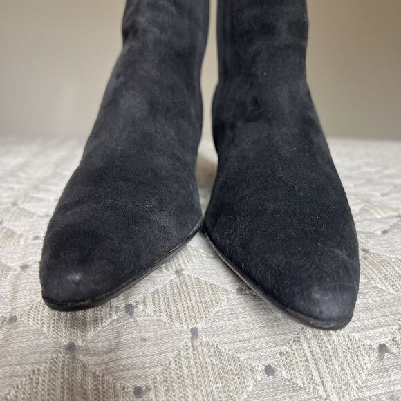 Ralph Lauren Black Suede Leather Ankle Boots Side Zip & Buckle Women’s Size 9 B - Picture 11 of 16